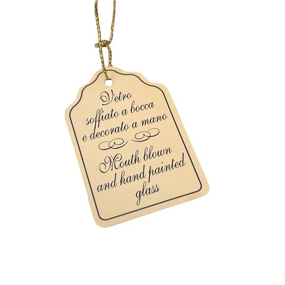 Vtg Mouth Blown Hand Painted Glass Ornament Gold Teardrop Design Made In Italy - Picture 2 of 5